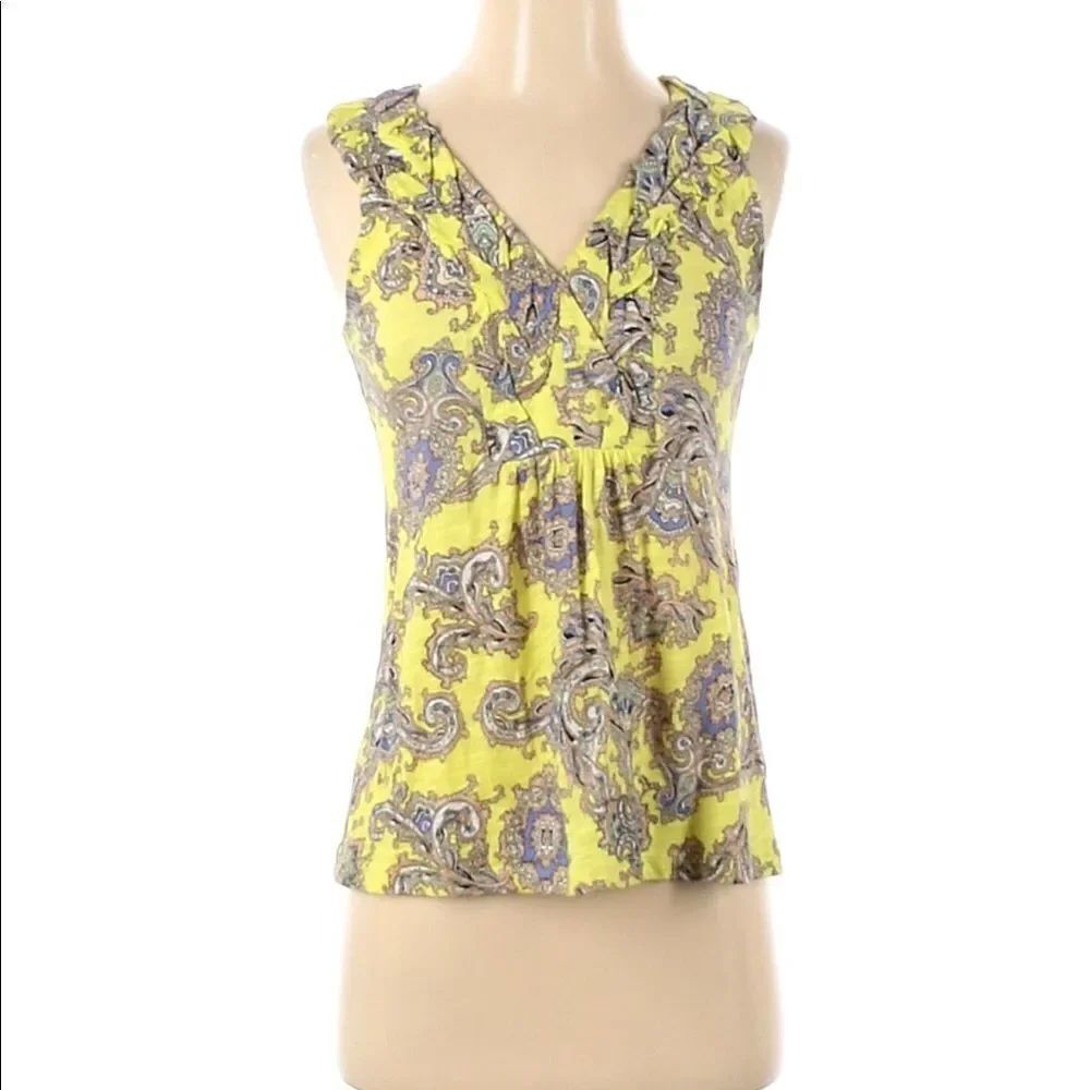 Akemi + kin sleeveless yellow ruffle boho floral cottagecore top